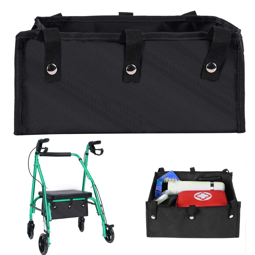 Rollator Walker Underseat Bag – Large Canvas Storage Organizer | Secure Snaps US