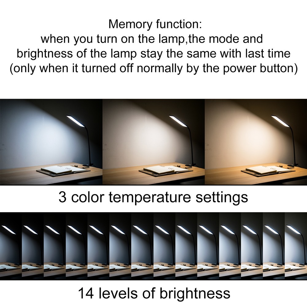 48LED USB LED Dimmable Clip On Desk Lamp Reading Table Night Light