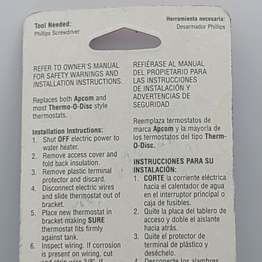 CAMCO 07853 Water Heater THERMOSTAT Single Element W/ Ext Control D Shaft - NEW