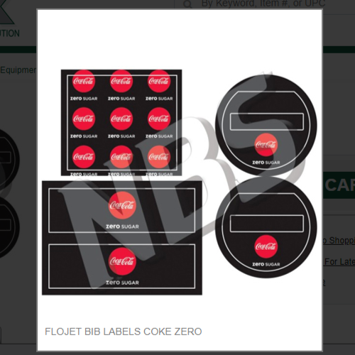 FLOJET BIB LABELS COKE ZERO # CP021046