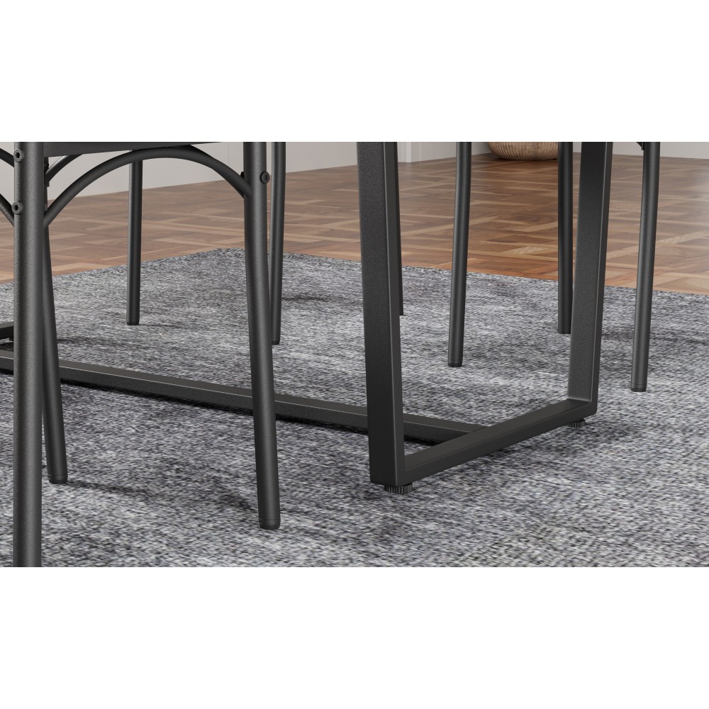4 Piece Set Table Chair Backrest Industrial Style Solid Structure