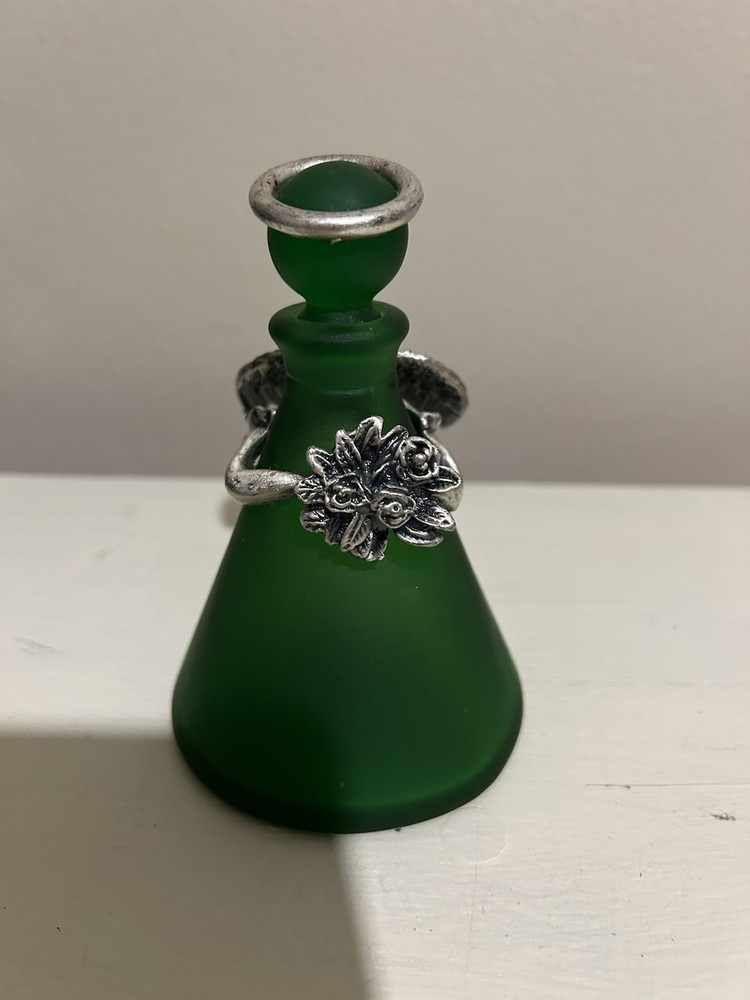 Frosted Green Angel Perfume Bottle