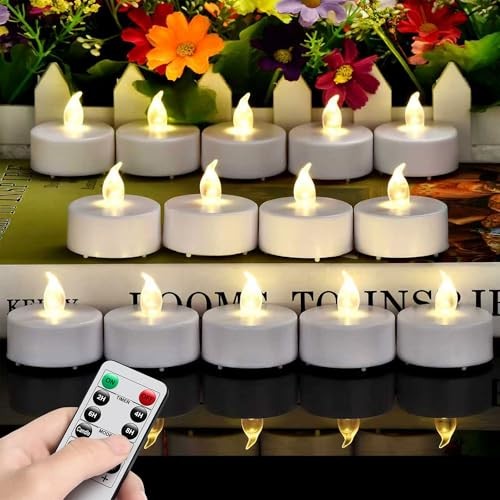 LED Tea Light Candles with Remote Control,Flickering 12pack Remote-warm white