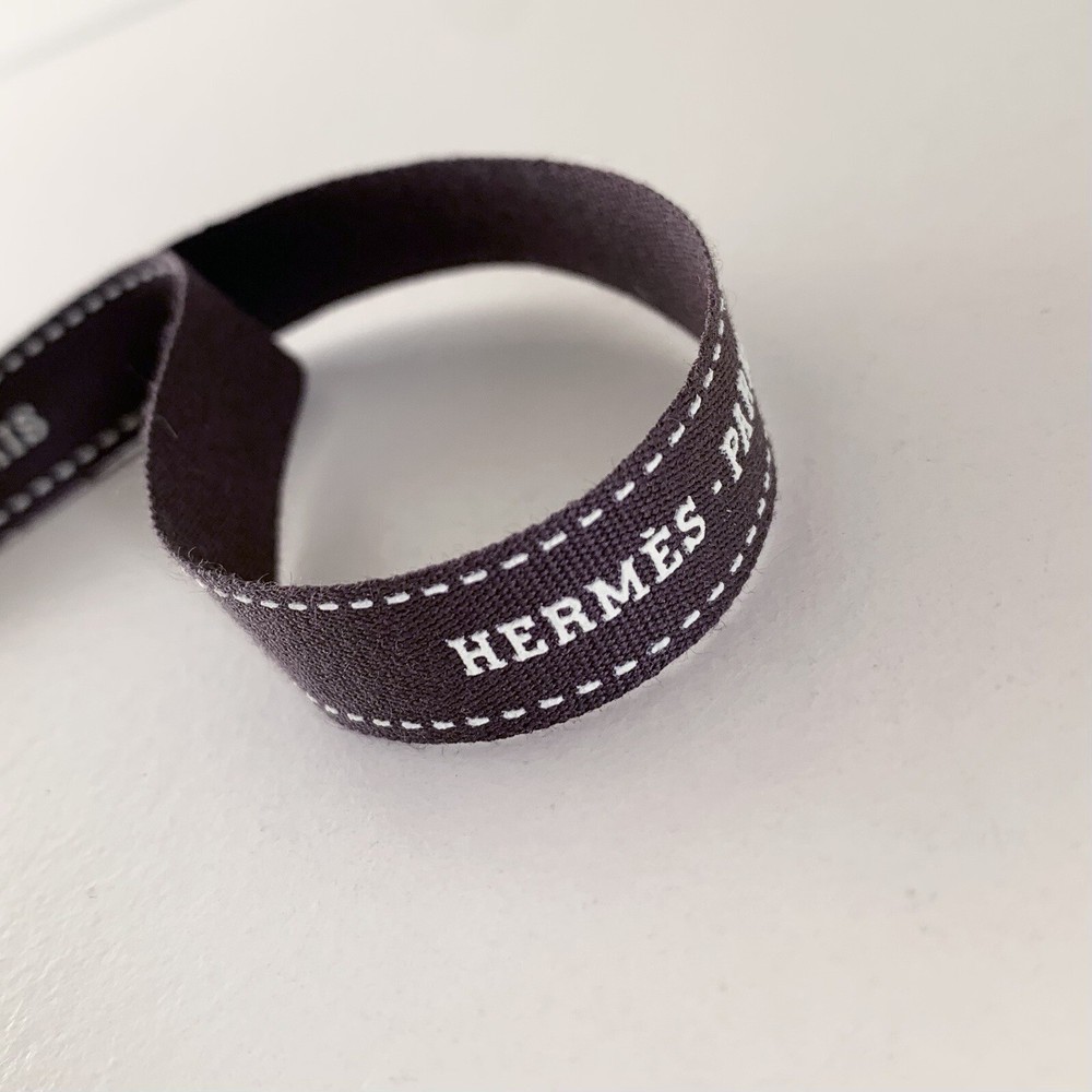 Hermes Ribbon Wristlet Strap Key Holder Silver Hardware
