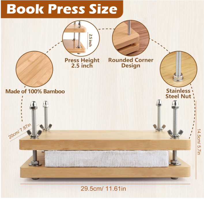 Book Press Kit 11.6x7.8" Book Binding Supplies Waxed Thread Bone Folder Beginner