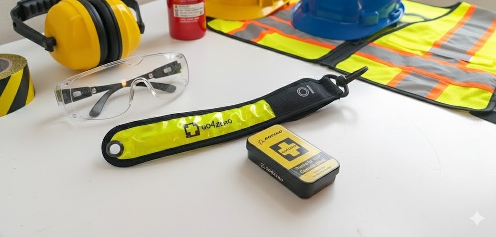 Boeing GO4ZERO Reflective Safety Band & Commit-Mint Peppermints Collectible Lot