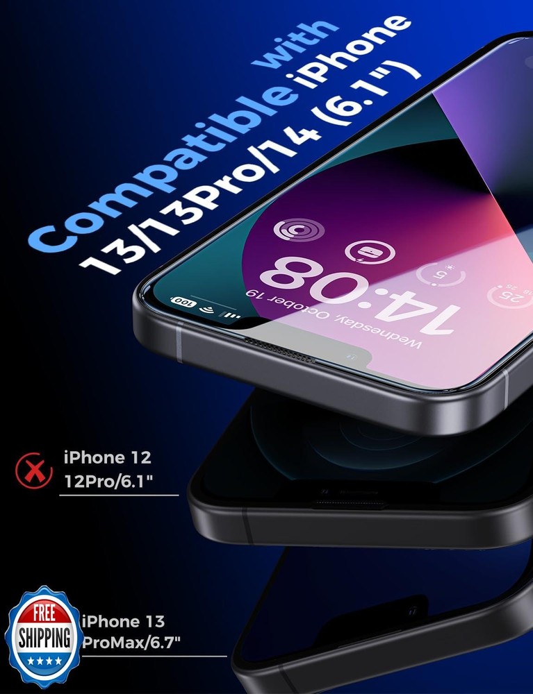 MAGIC JOHN 2 Pack for iPhone 13/14and iPhone 13 Pro 6.1 inch Temp