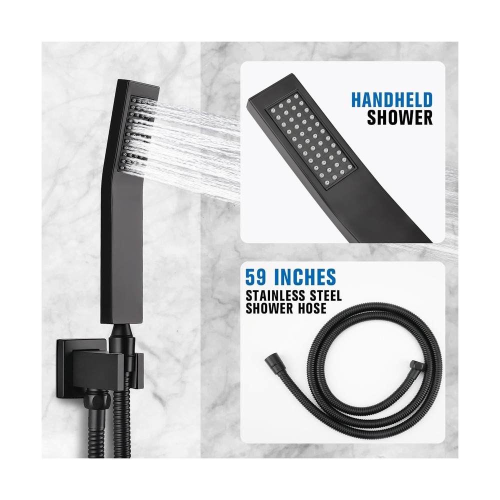 10 Inch Rainfall Shower System - Wall Mounted Complete Combo with Solid Brass...