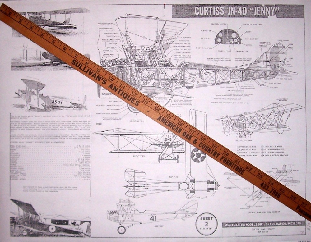 Air Trails JN-4D "Jenny" PLAN + CONSTRUCTION ARTICLE for 42" UC Model Airplane