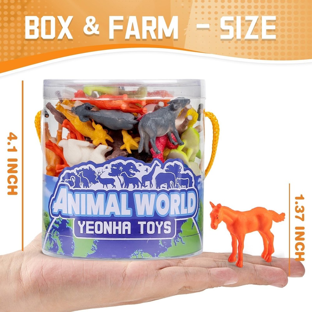 Mini Farm Animal Figurines with Gift Box, 60 Pcs Realistic Tiny [Multiple]