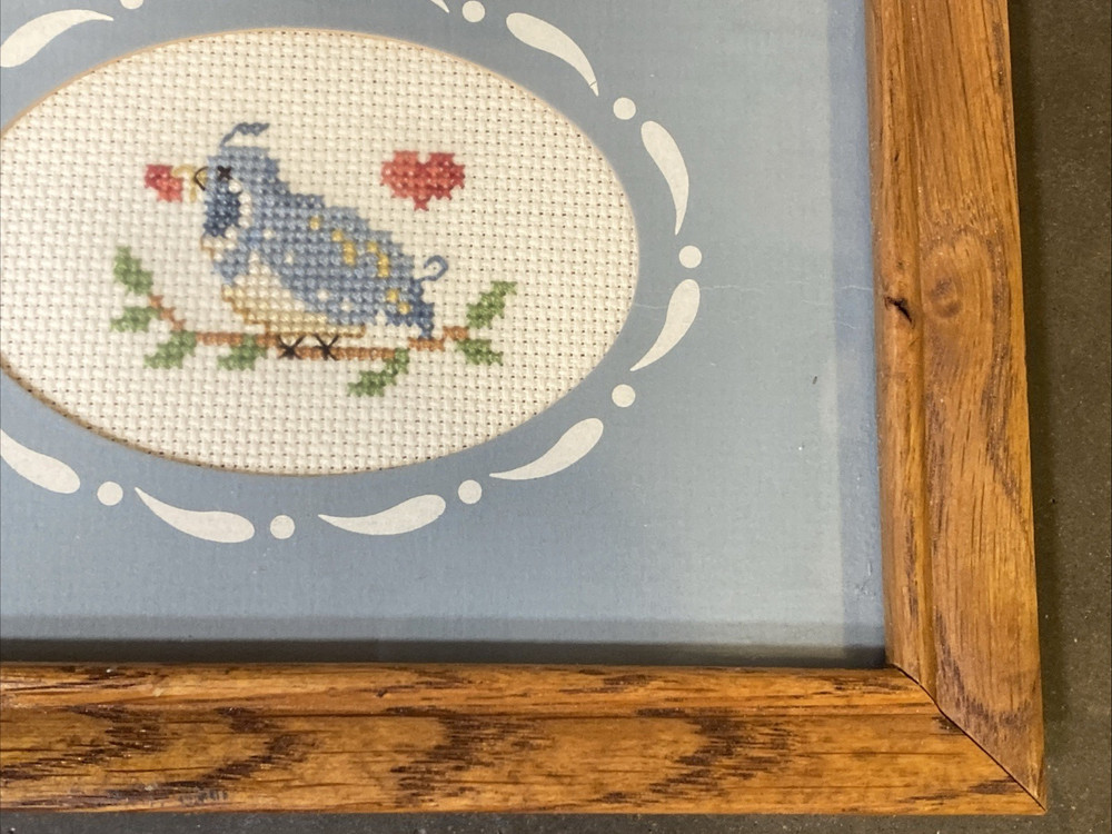 Vintage Bird Needlepoint/Cross Stitch Framed