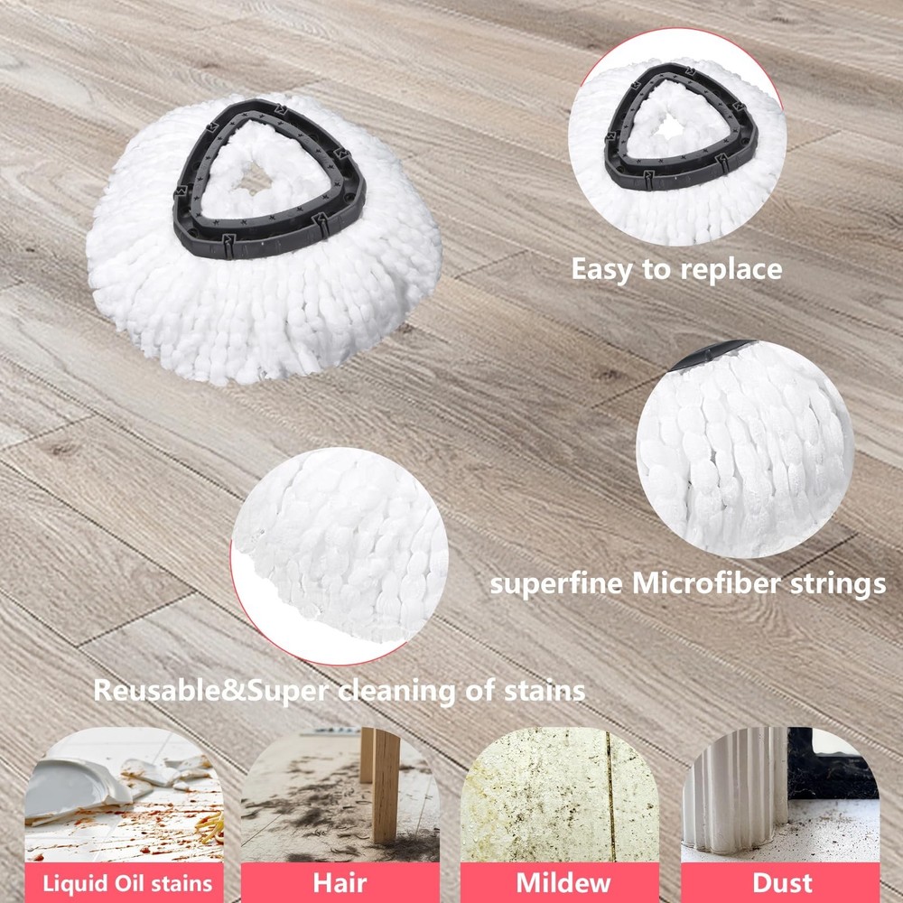 Mop Heads Replacements Complete Combo for O-Ceda,4Pcs White Machine Washable ...