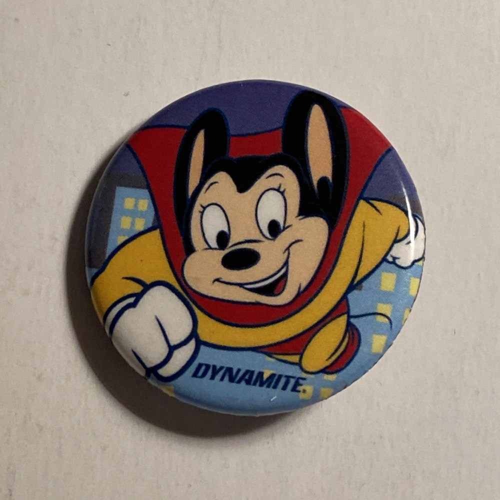 Mighty Mouse Button Pinback Dynamite Comics Superhero FREE SHIPPING