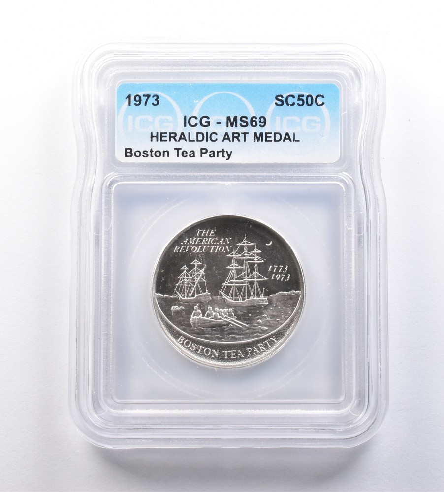1973 So-Called Half Dollar Boston Tea Party MS69 ICG *7214