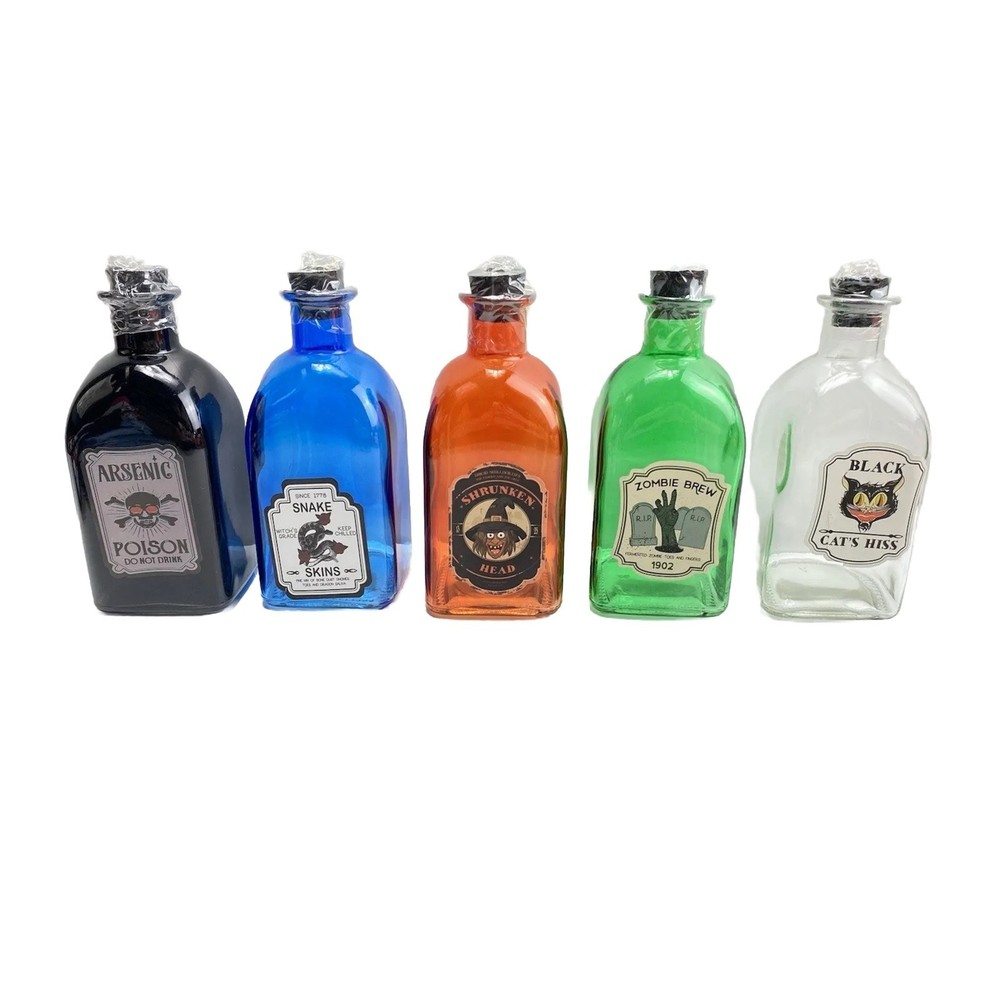 halloween glass bottle decor 5pc set