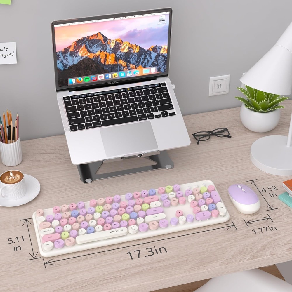 Colorful Computer Wireless Keyboards Mouse Combos Office Full-Sized Keyboard