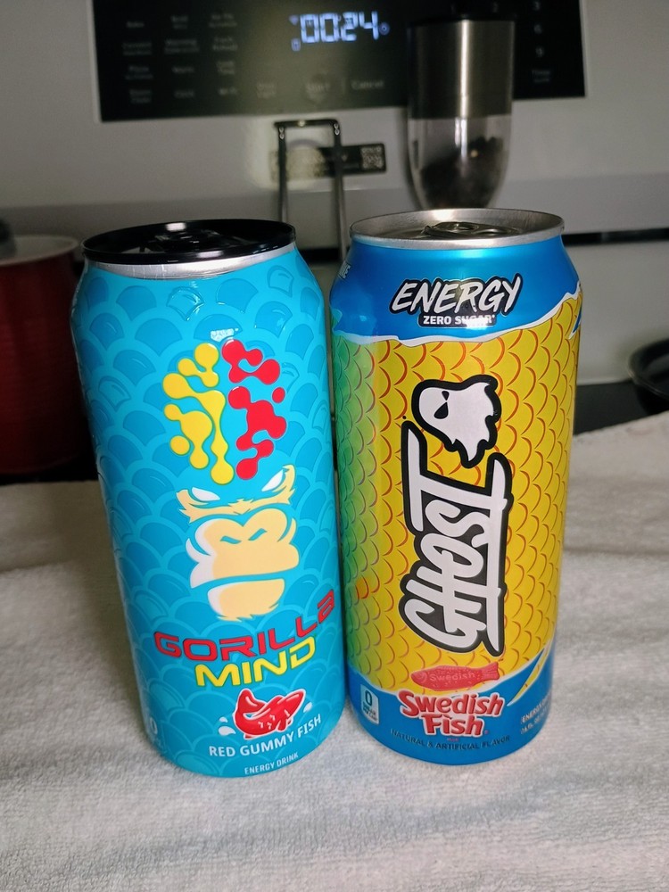 Ghost & Gorilla Mind Energy Drink 2 Pack! Red Fish/Swedish Fish Edition
