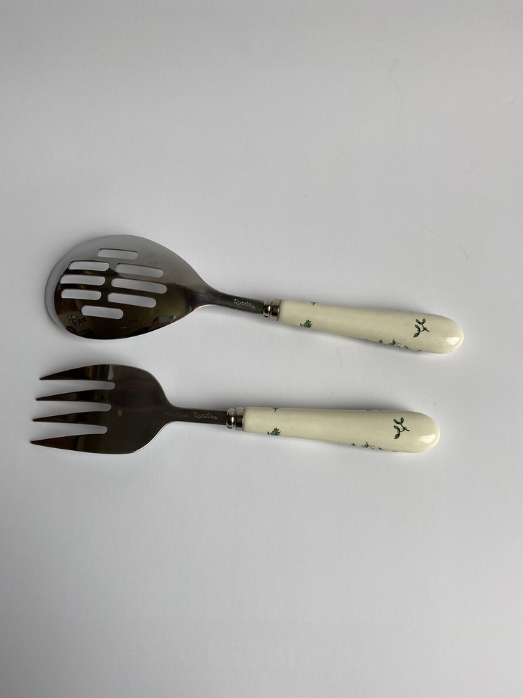 Vintage SPODE Christmas Two Cutlery Serving Set Spoon & Fork