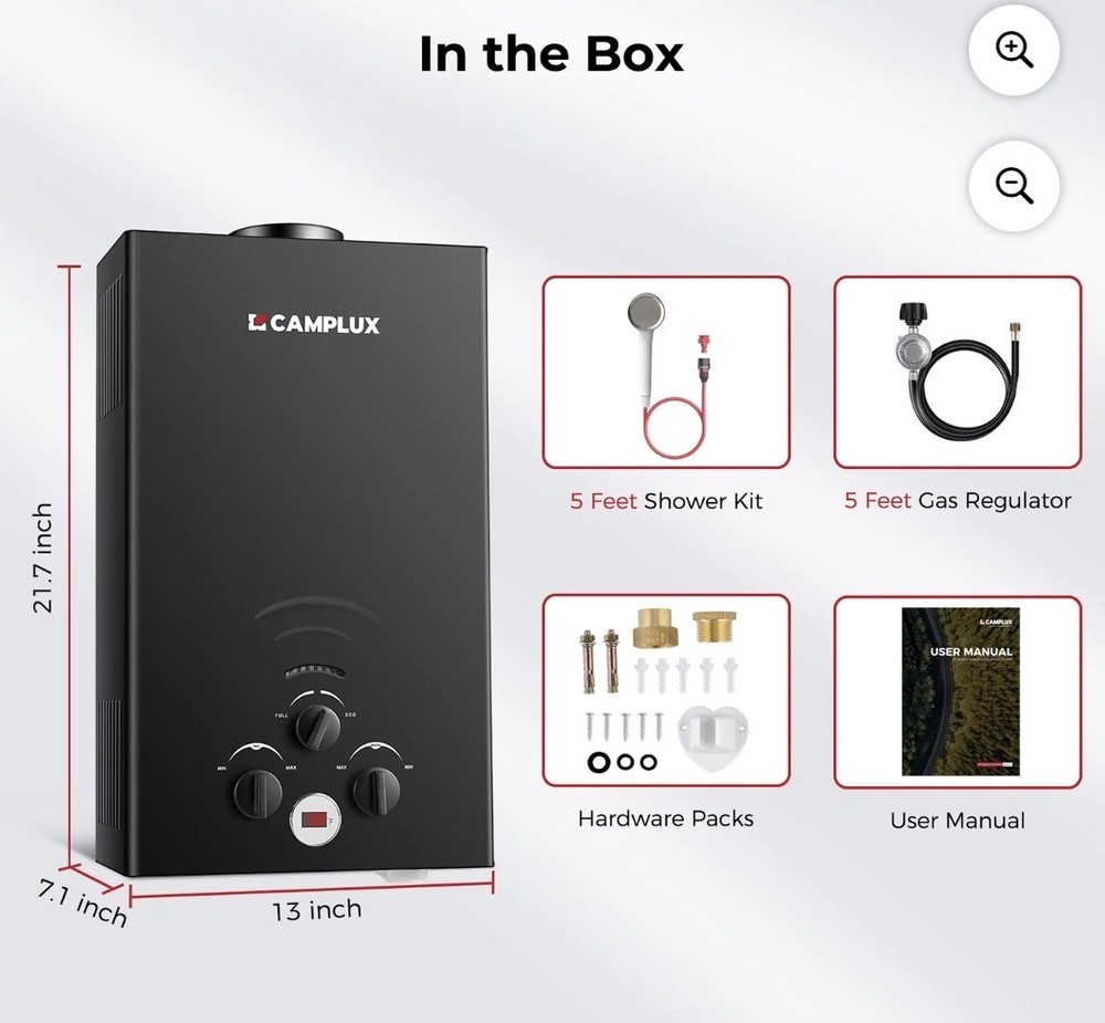 Camplux 2.64 GPM Portable Propane Tankless Water Heater Outdoor Camping RV Showe