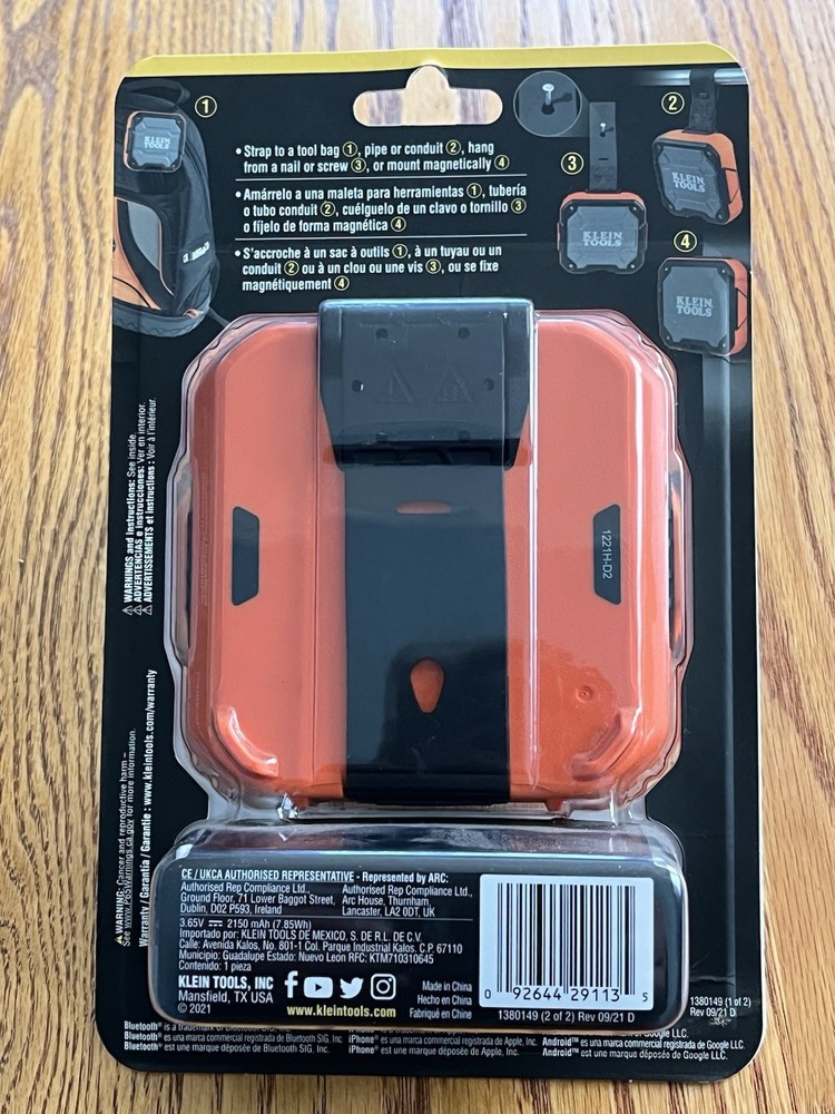 Klein Tools AEPJS2 Bluetooth Speaker With Magnetic Strap iPhone & Android NEW!