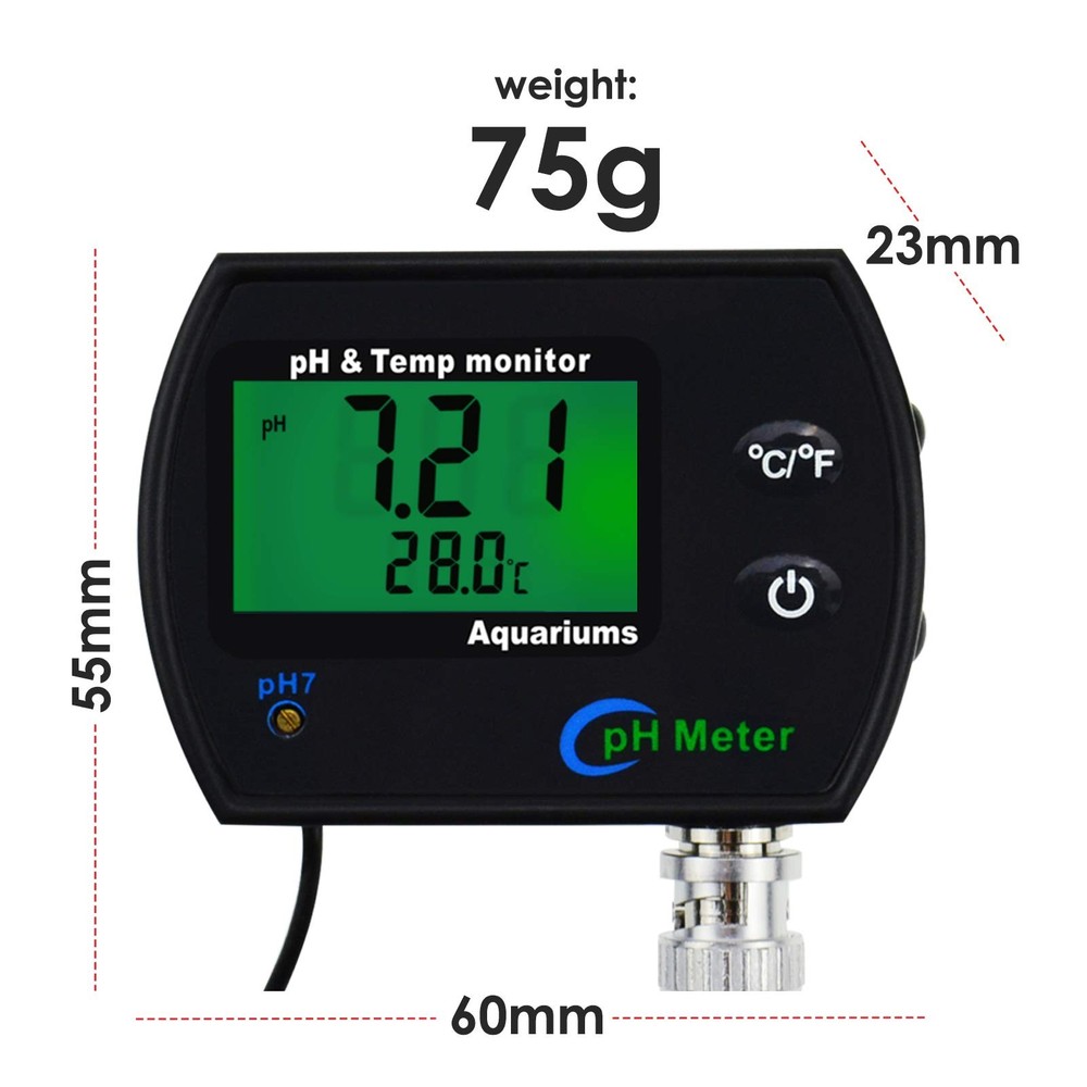 2-in-1 Combo pH & Temperature Meter Water Tester Replaceable BNC pH Electrode fo