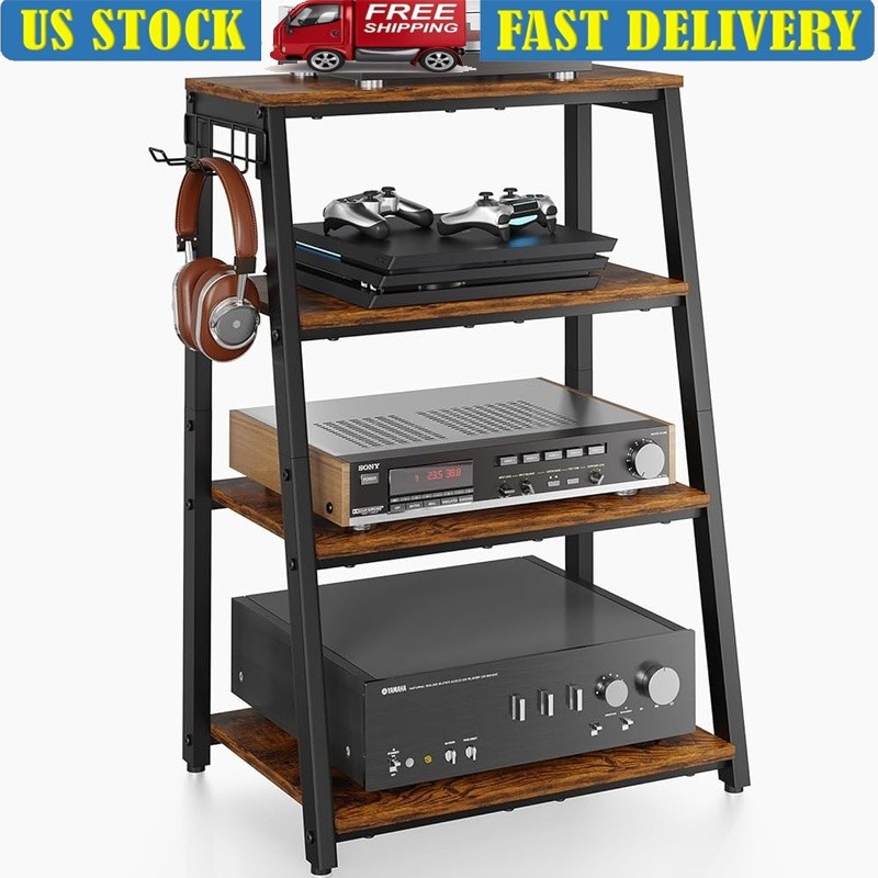 Durable Audio Visual Stand Adjustable Media Shelf Storage Console Equipment New