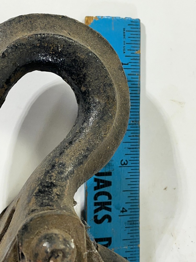 Vintage Black Cast Metal Pulley Snatchblock Snatch block double Hook