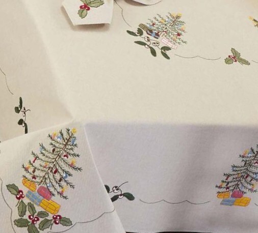 Handstitched - Under the Tree - Table Decor - Tablecloth, Runner and Napkins