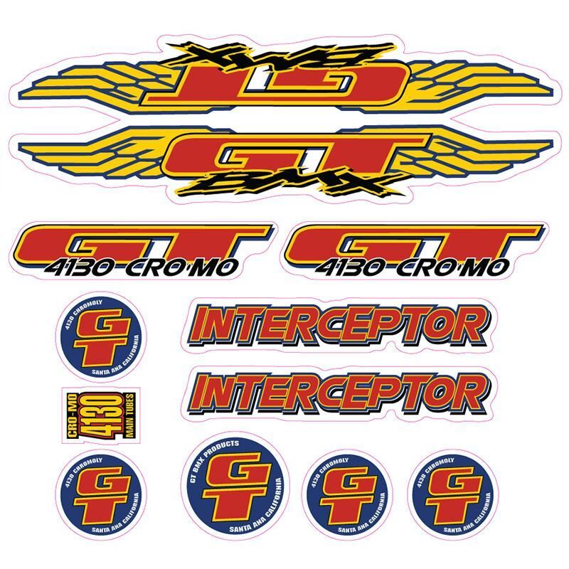 GT - 1996 Interceptor - for colored frames - decal set - Old school bmx