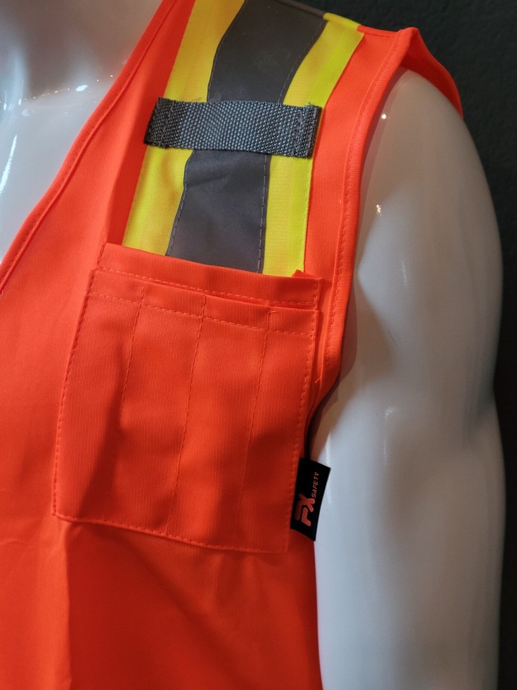 High visibility orange Two Tone Safety Vest Solid Fabric.