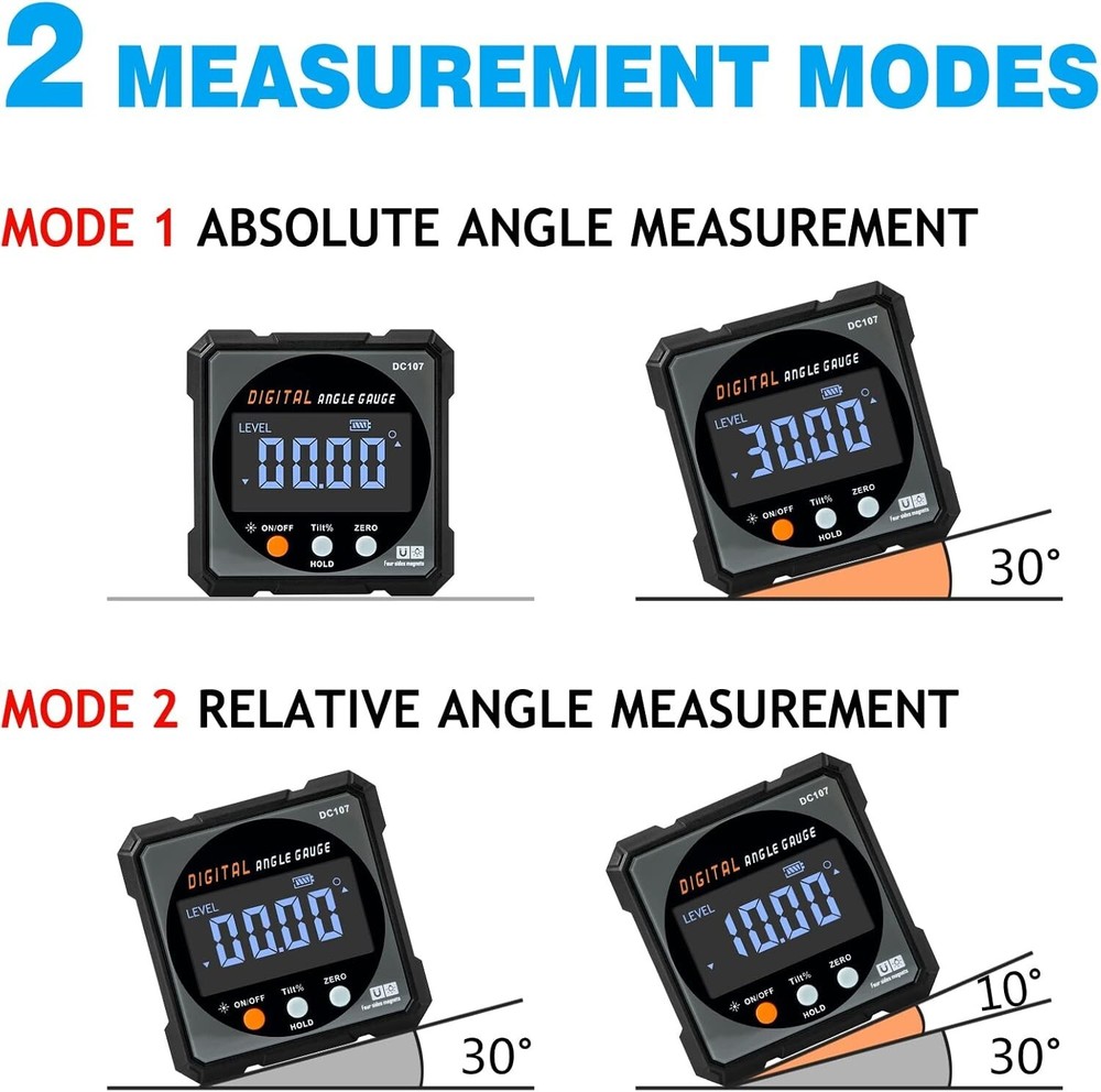 Compact Magnetic Digital Angle Gauge with Backlight - Perfect for DIY Projects