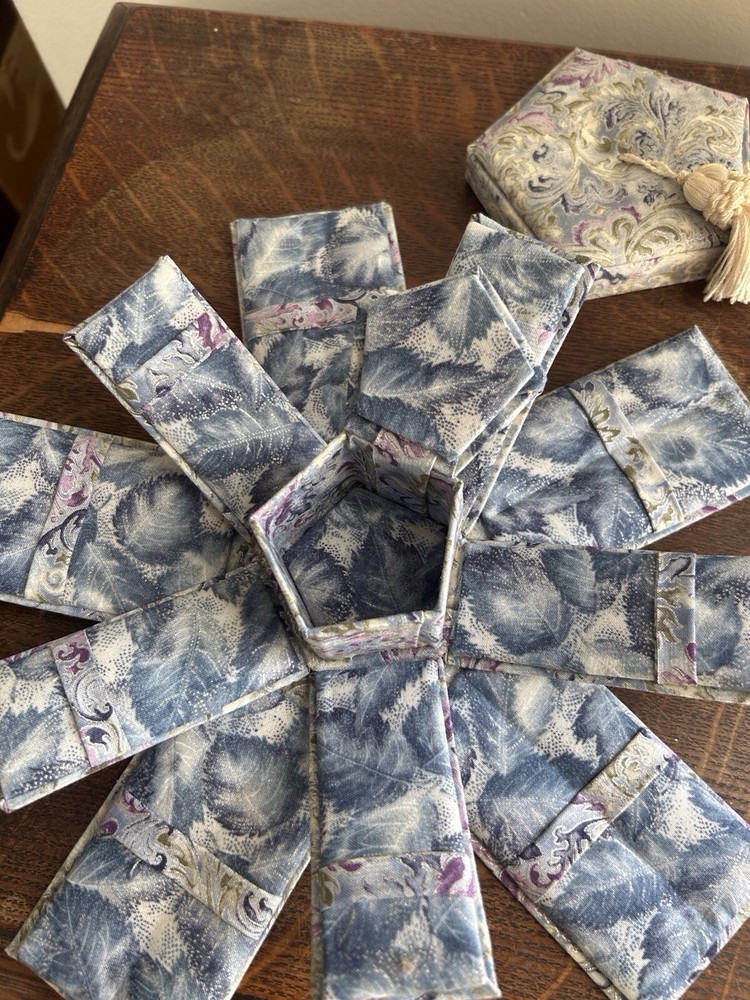 Lilac Handmade small Fold Out sewing box container pins needles tools