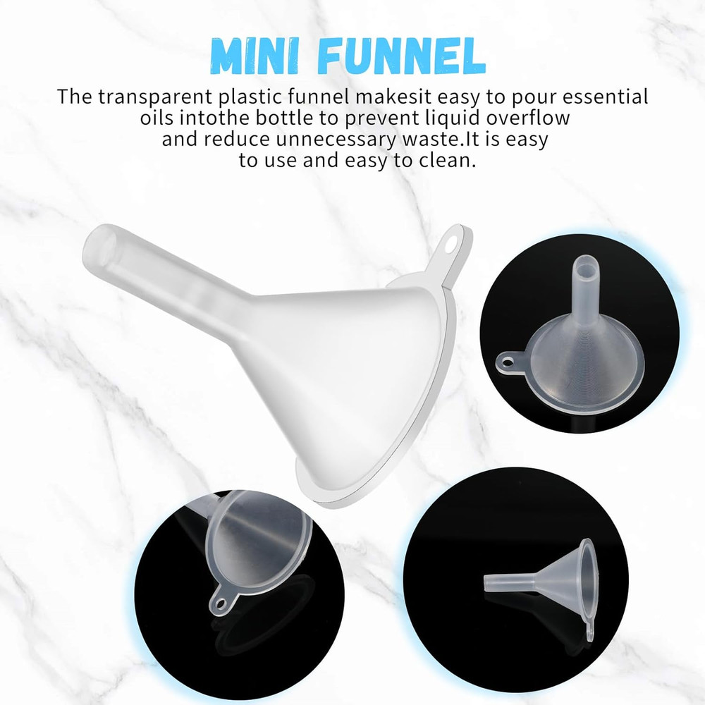 9PCS Plastic Small Funnel, Mini Perfume Funnel Filling Small Tiny Bottles Cap...
