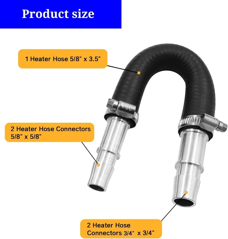 626-001 Upgrade Aluminum Engine Heater Core Bypass Kit with 5/8" 3/4" Hose Fit F