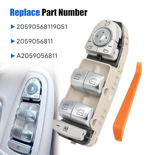 Power Window Switch Front Driver Side 3 Pins Compatible with Mercedes Cream