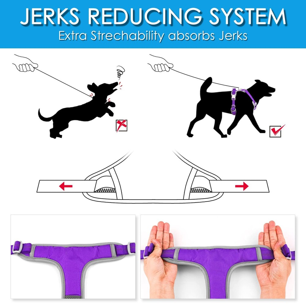 Large Dog No Pull Harness Adjustable Reflective Vest for Outdoor Activities