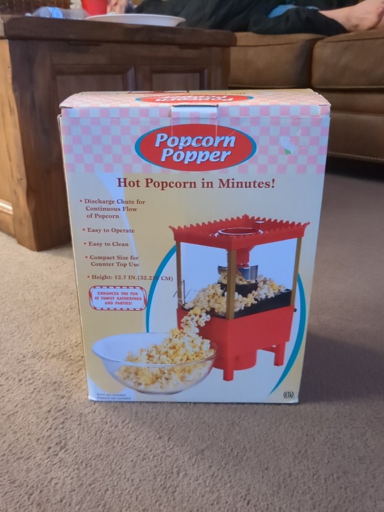 Intertek Electrics Old Fashioned Hot Air Popcorn Maker Cart New Open Box