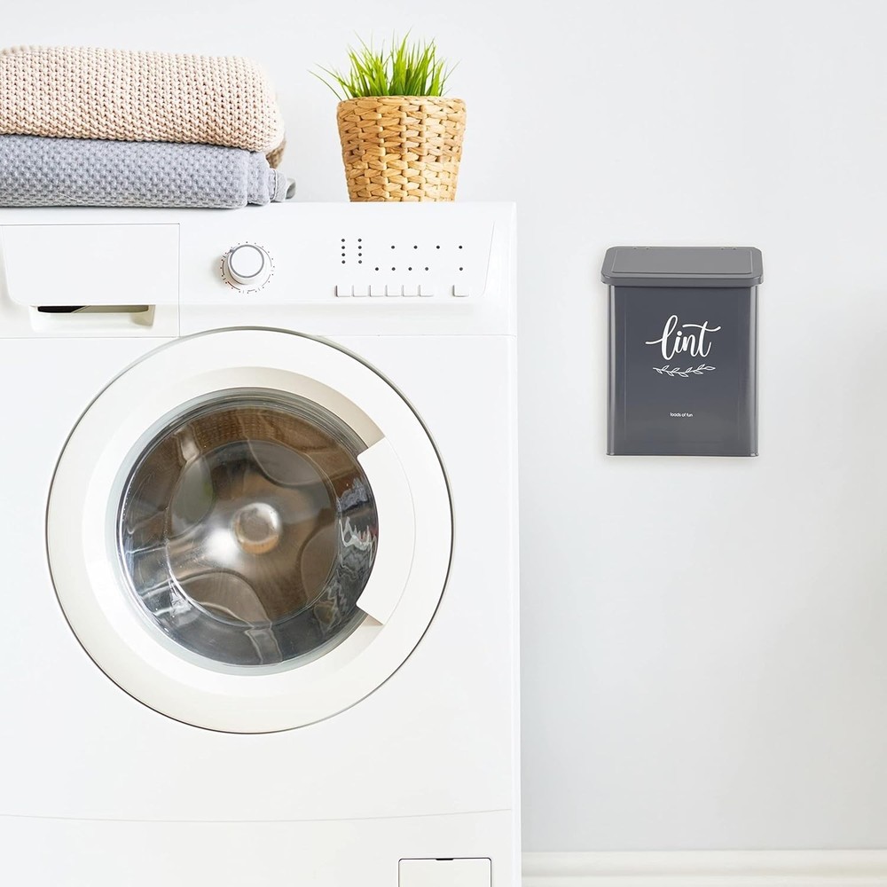 Multifunctional Gray Lint Holder for Efficient Laundry Room Storage Solutions