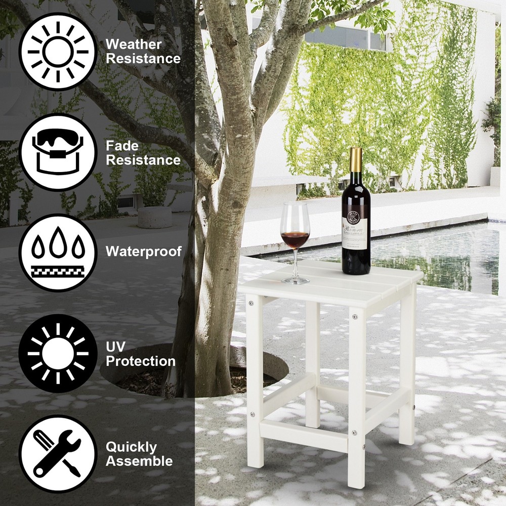 Square Side Table Pool Composite Patio Table HDPE End Tables for Backyard Garden