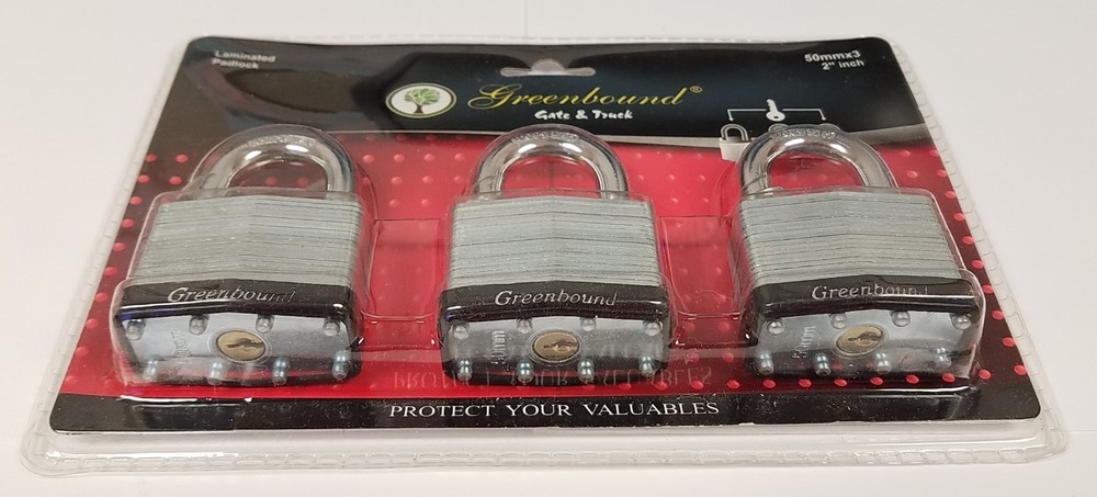 3pc Heavy Steel Padlock Security Lock 50mm Storage Keyed Alike 2" Rust Resistant