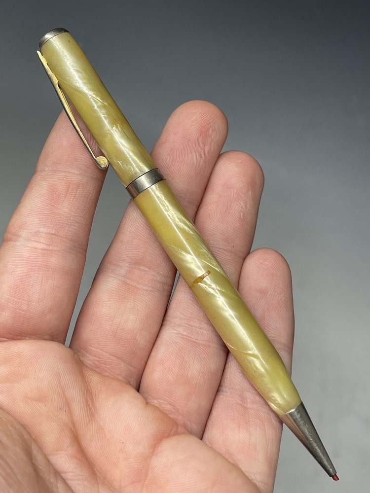 Vintage 20th C. Welsharp Marbleized White Mechanical Pencil Red Drafting Tool
