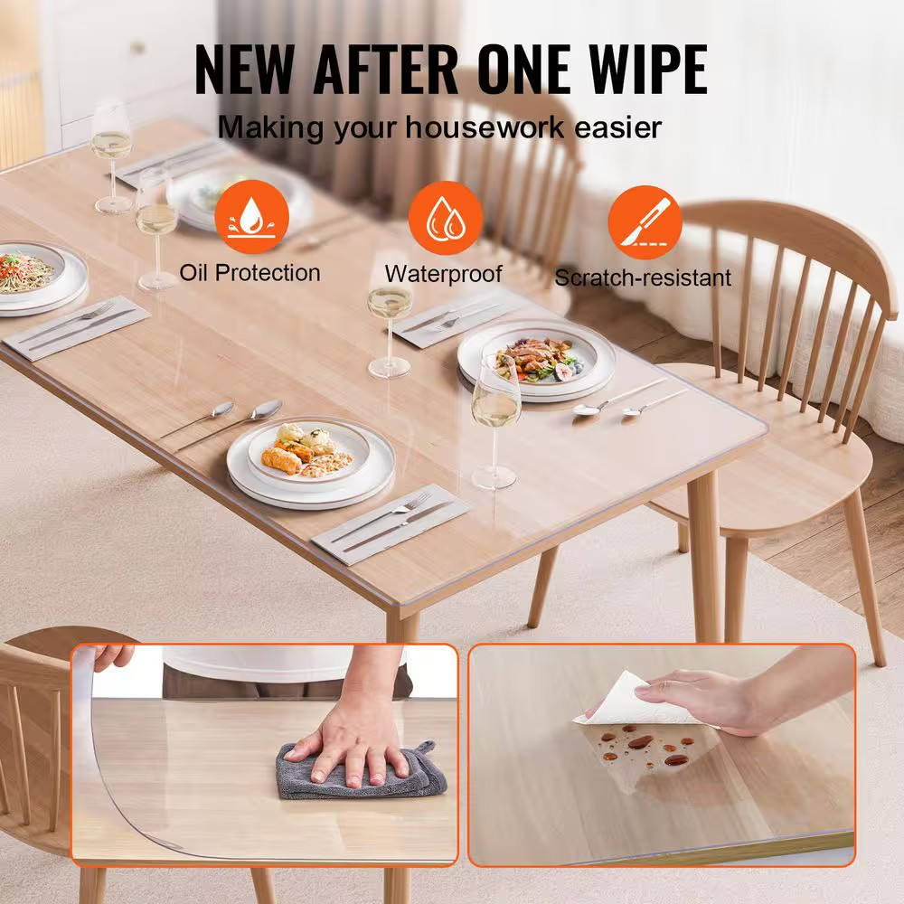 Plastic Table Cover 36 X 48 In. 1.5 Mm Thick Clear Table Protector Solid Rectang