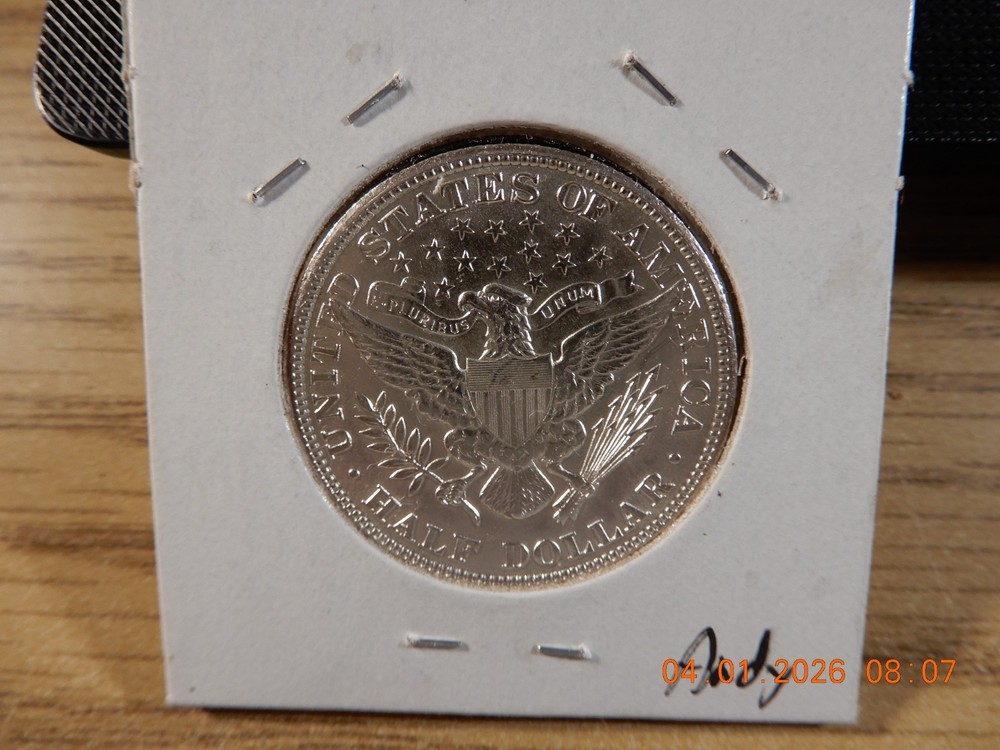 1907 P AU BARBER HALF DOLLAR