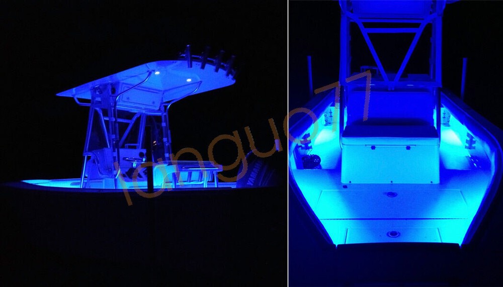 Blue Neon Glow EL Wire String Strip Decor Boat LED Light Car Party + Controller