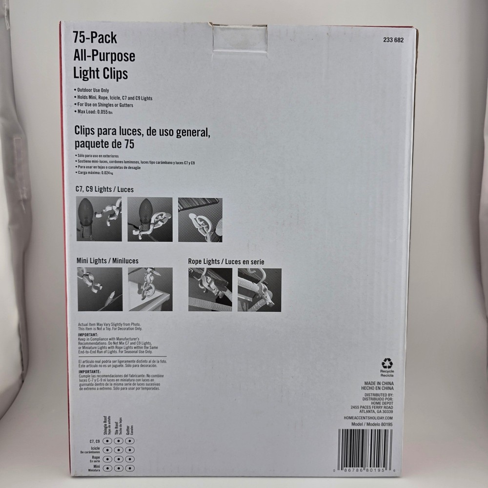 Christmas Lights Assorted Bundle Clear White Wire 280 Lights 75 Clips