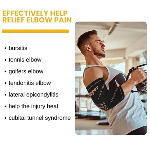 Copper Elbow Compression Sleeve 1 Pair,Elbow Brace for Medium Black-Gold