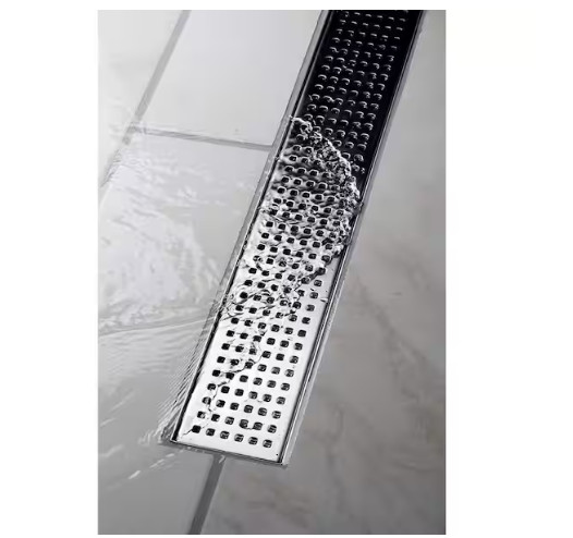 Oatey Designline 36 in. Stainless Steel Linear Shower Drain with Square Pattern