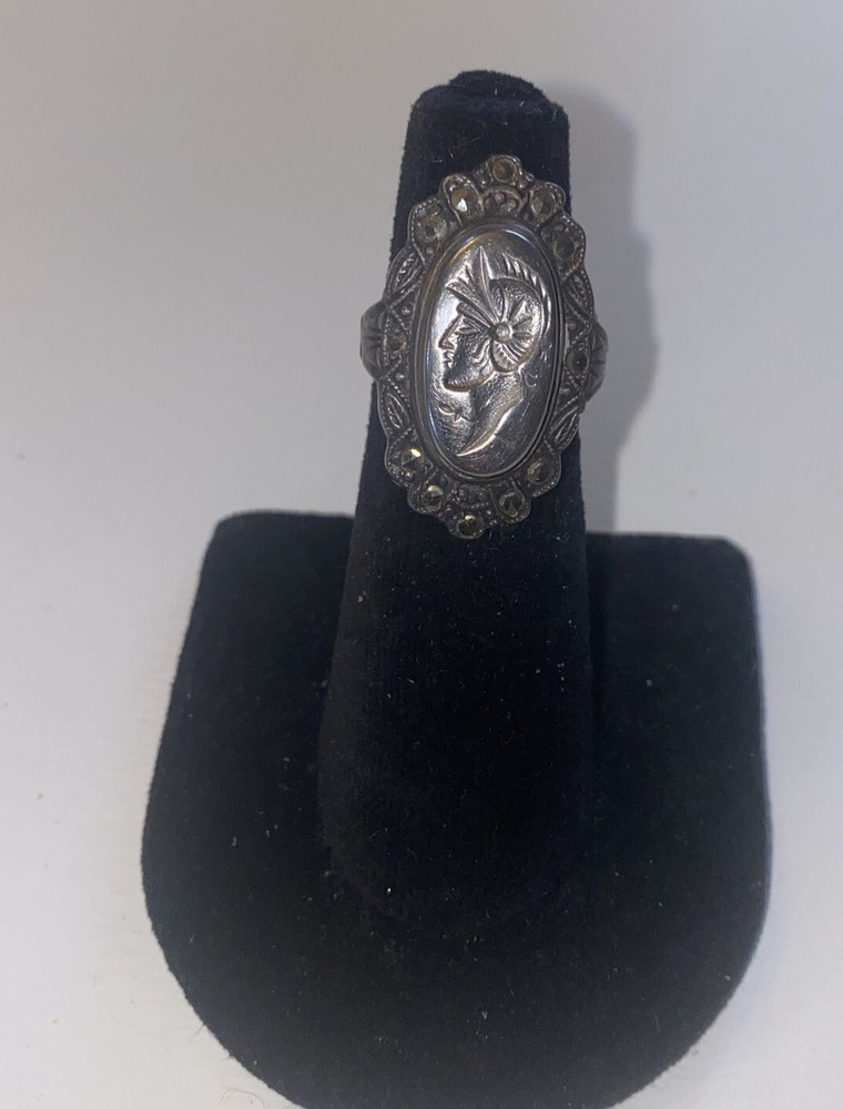 Vintage Sterling Silver Marcasite Ring Size 4.75