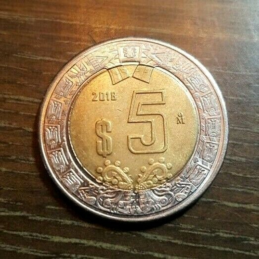 5 Pesos 2018 Bi-Metallic Mexico nice!