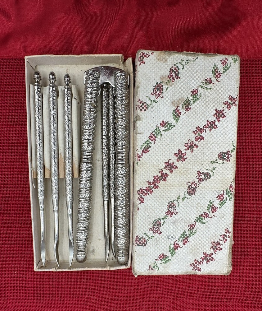 Vintage Nut Cracker & Pick Set In Original Box